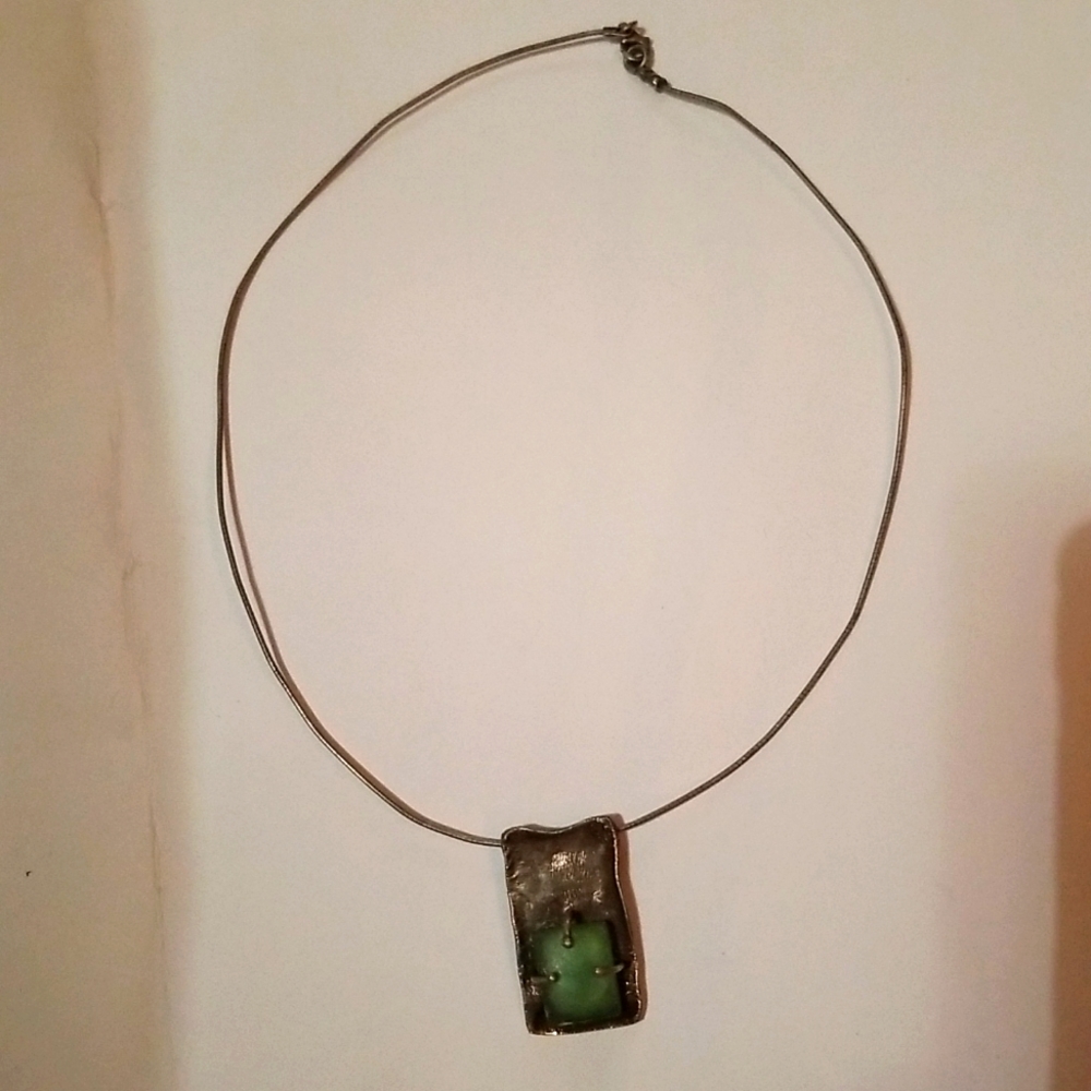 Unisex 925 necklace with raw jade pendant